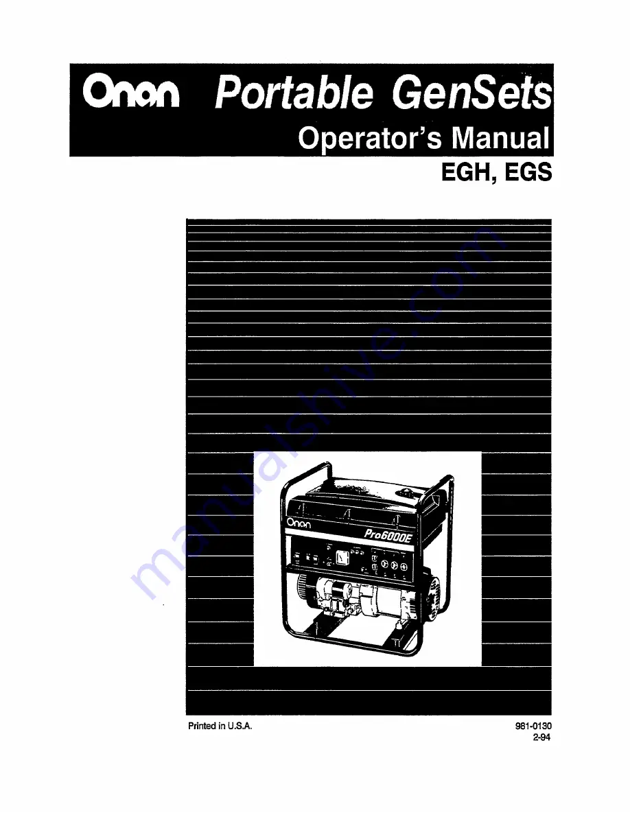 Onan EGH Operator'S Manual Download Page 1