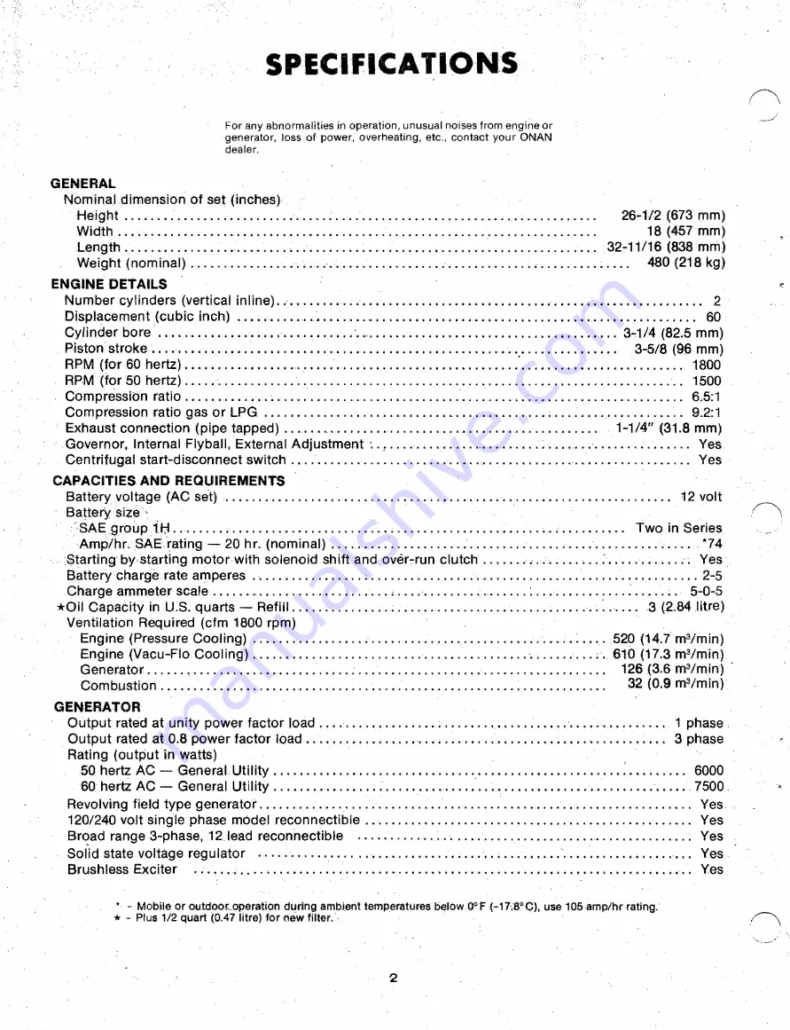 Onan JB Series Operator'S Manual Download Page 4