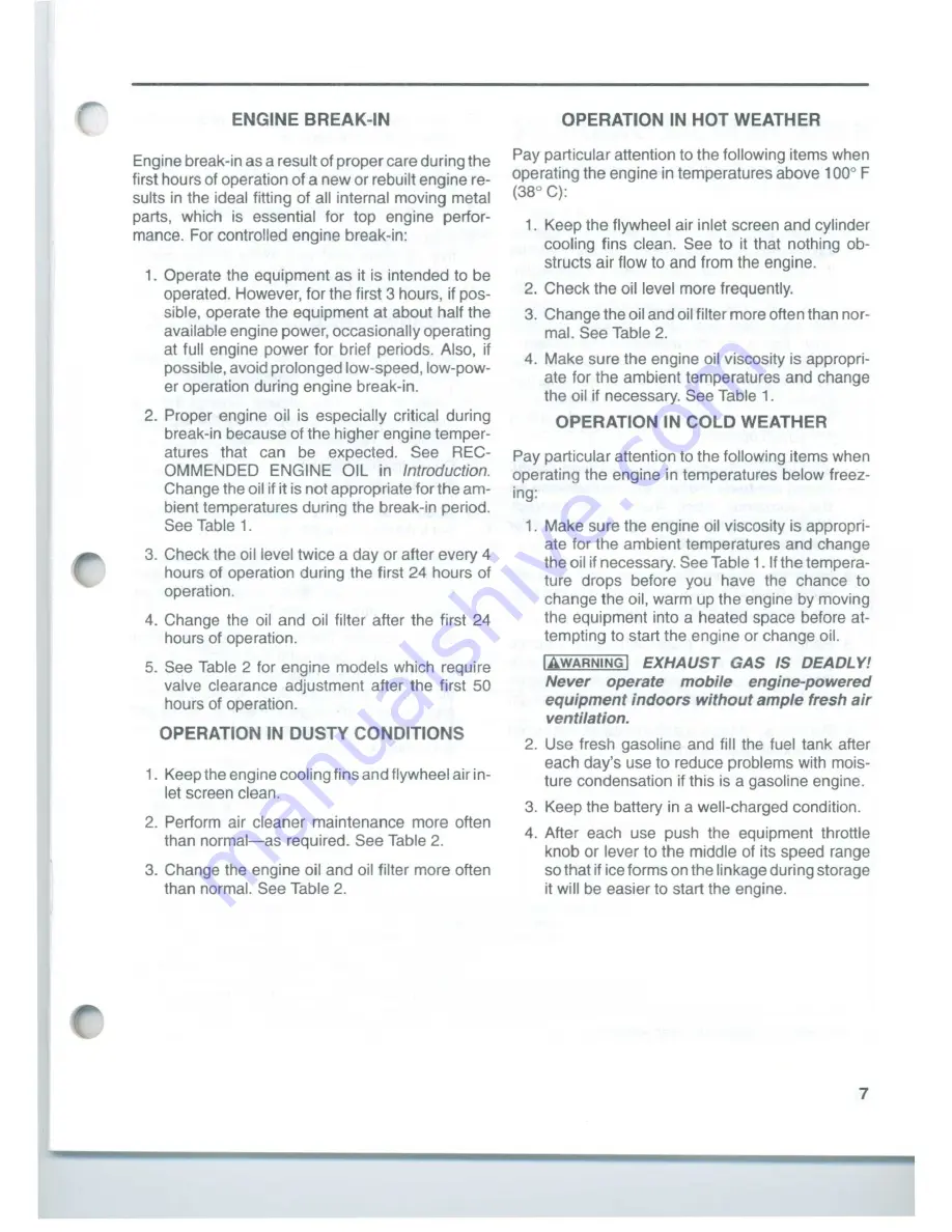 Onan Performer P216 Operator'S Manual Download Page 9