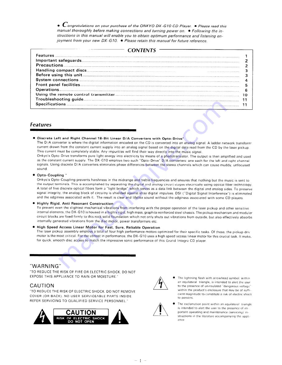 Onkyo DX-G10 Instruction Manual Download Page 2