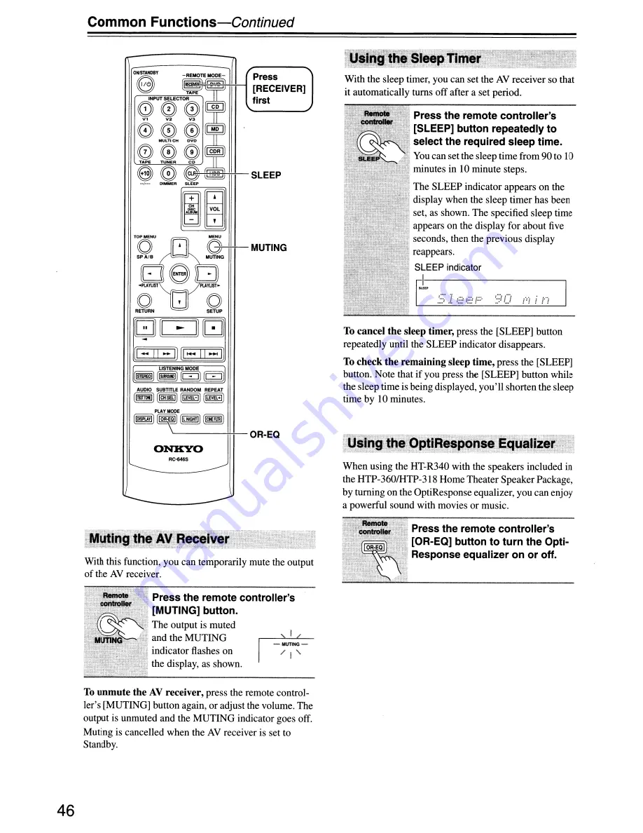 Onkyo HTP-360 Instruction Manual Download Page 46