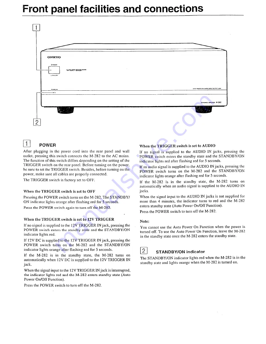 Onkyo M-282 - Amplifier Instruction Manual Download Page 5