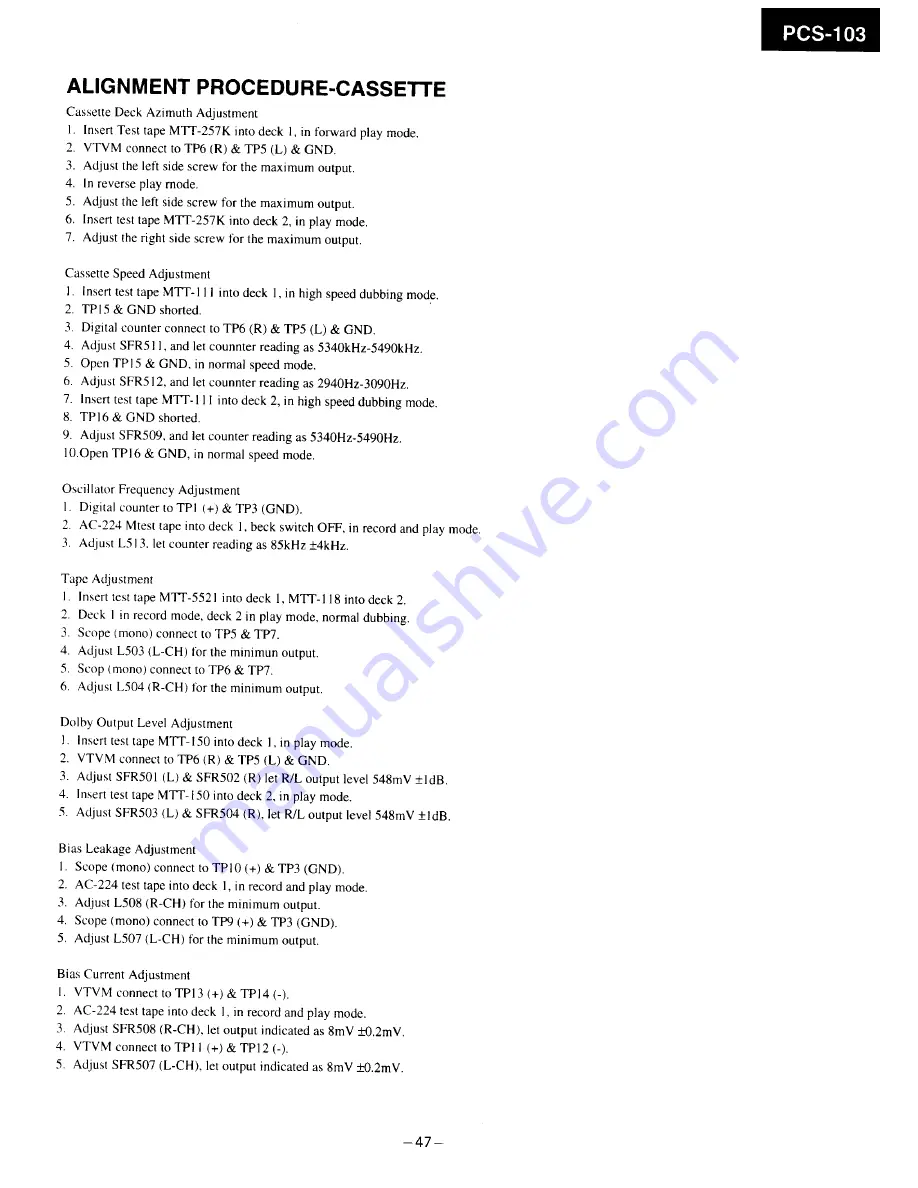 Onkyo PCS-103 Service Manual Download Page 27