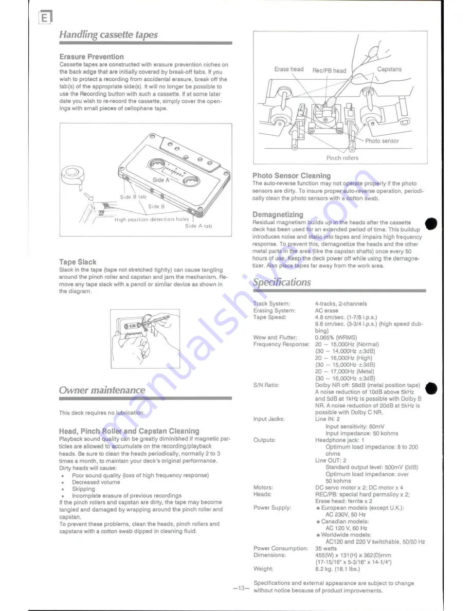 Onkyo TA-RW909 Instruction Manual Download Page 14