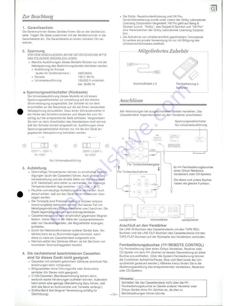 Onkyo TA-RW909 Instruction Manual Download Page 17