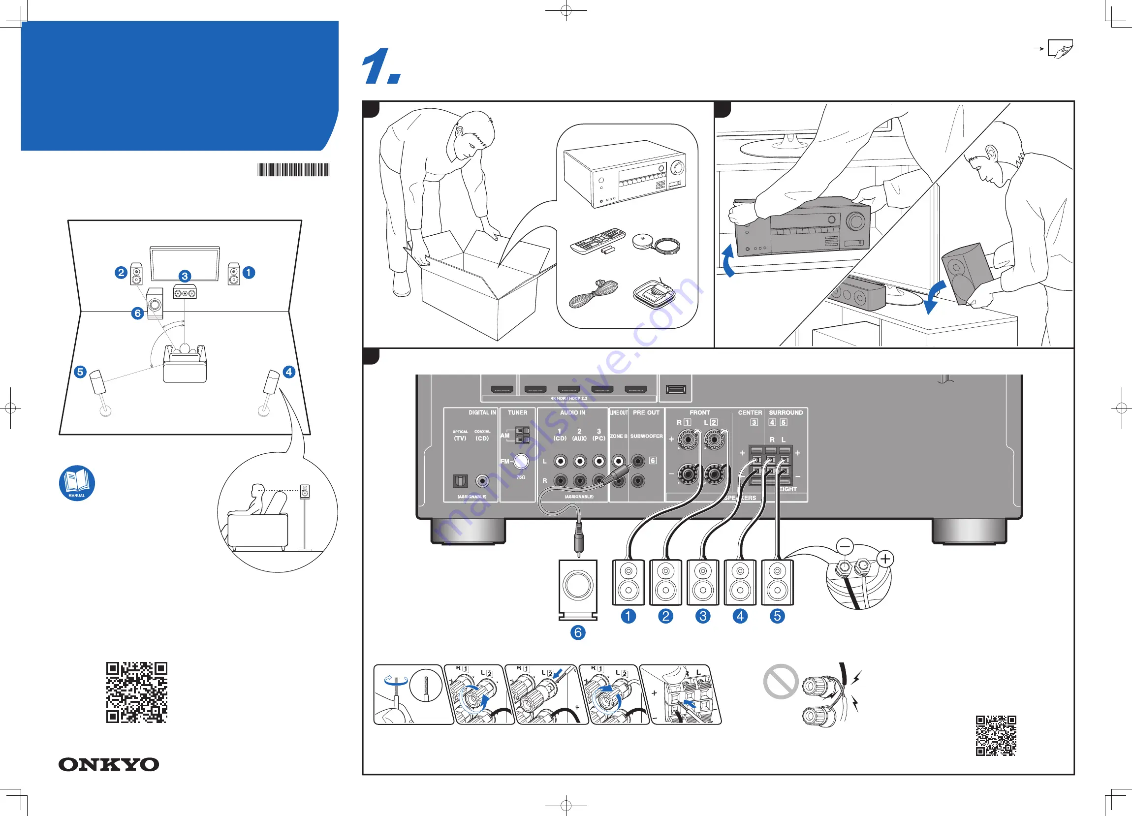 Onkyo TX-SR393 Initial Setup Manual Download Page 1