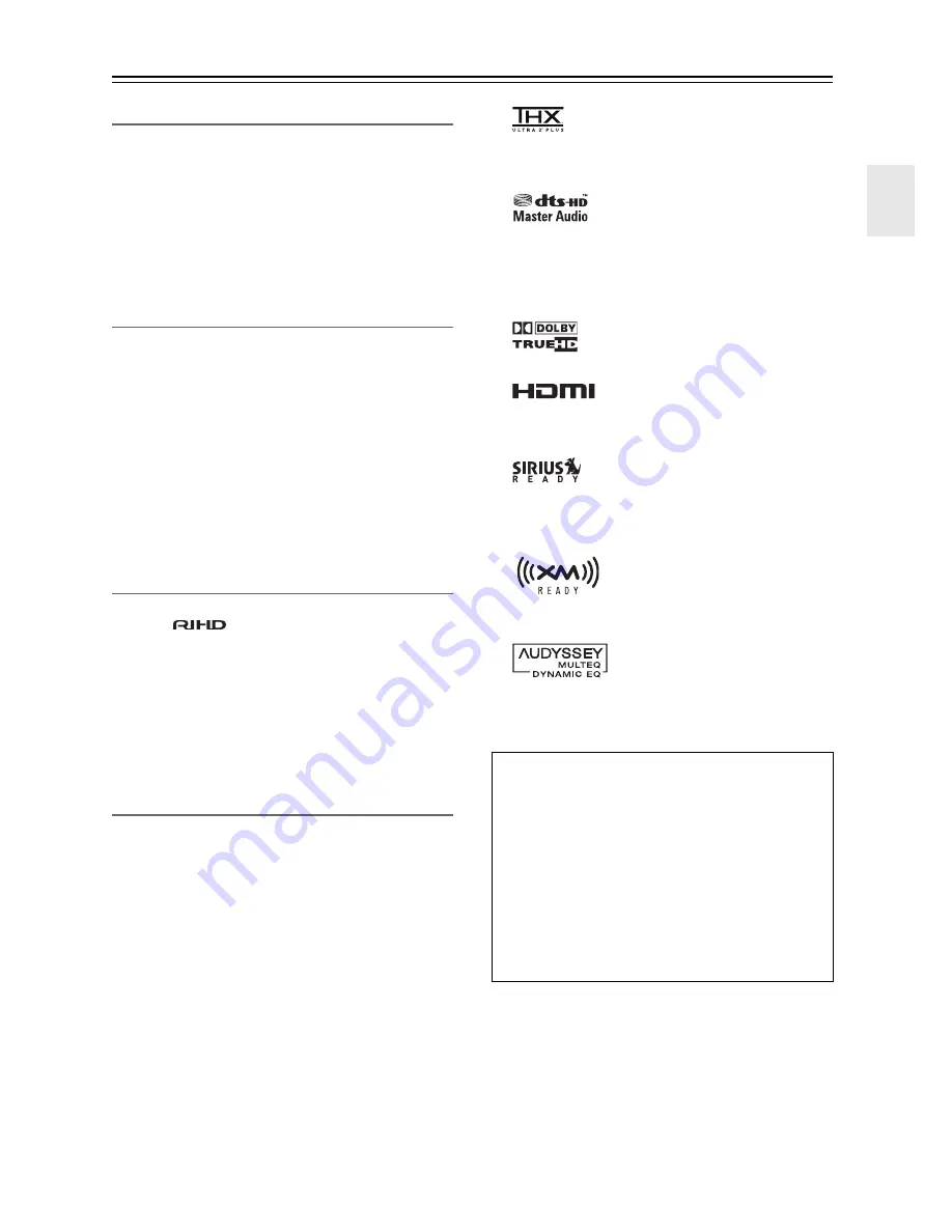 Onkyo TX-SR806 AV Reciever (French) Manuel D'Instructions Download Page 125