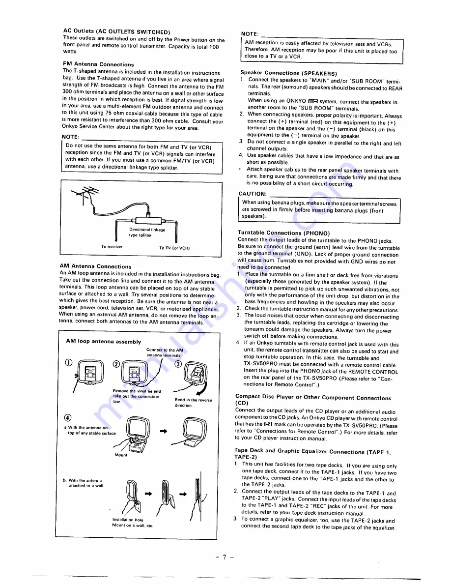 Onkyo TX-SV50PRO Instruction Manual Download Page 8