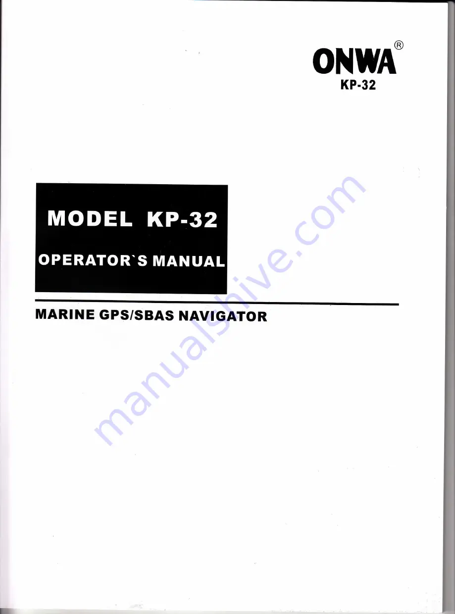 Onwa KP-32 Owner'S Manual Download Page 1