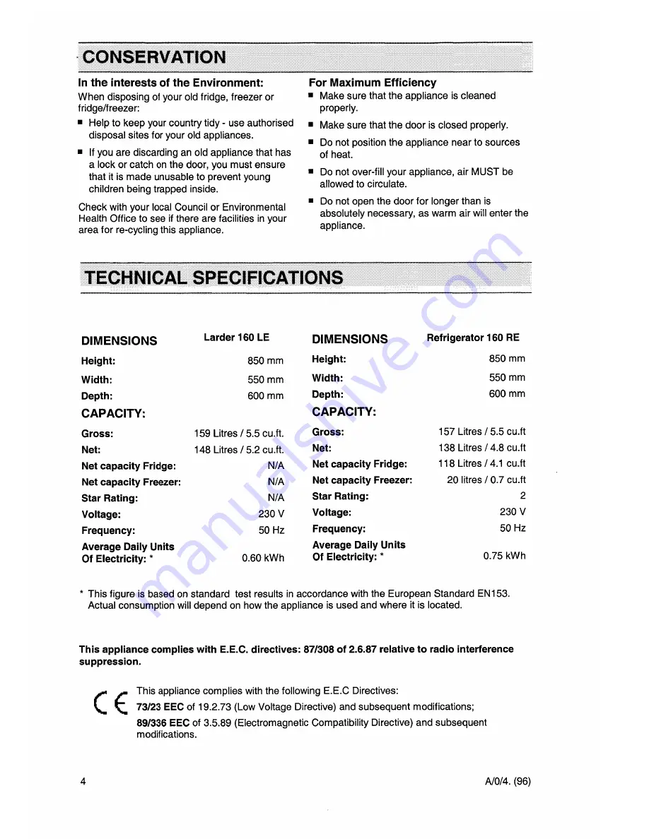 Onyx 160 LE Operating And Installation Instructions Download Page 4