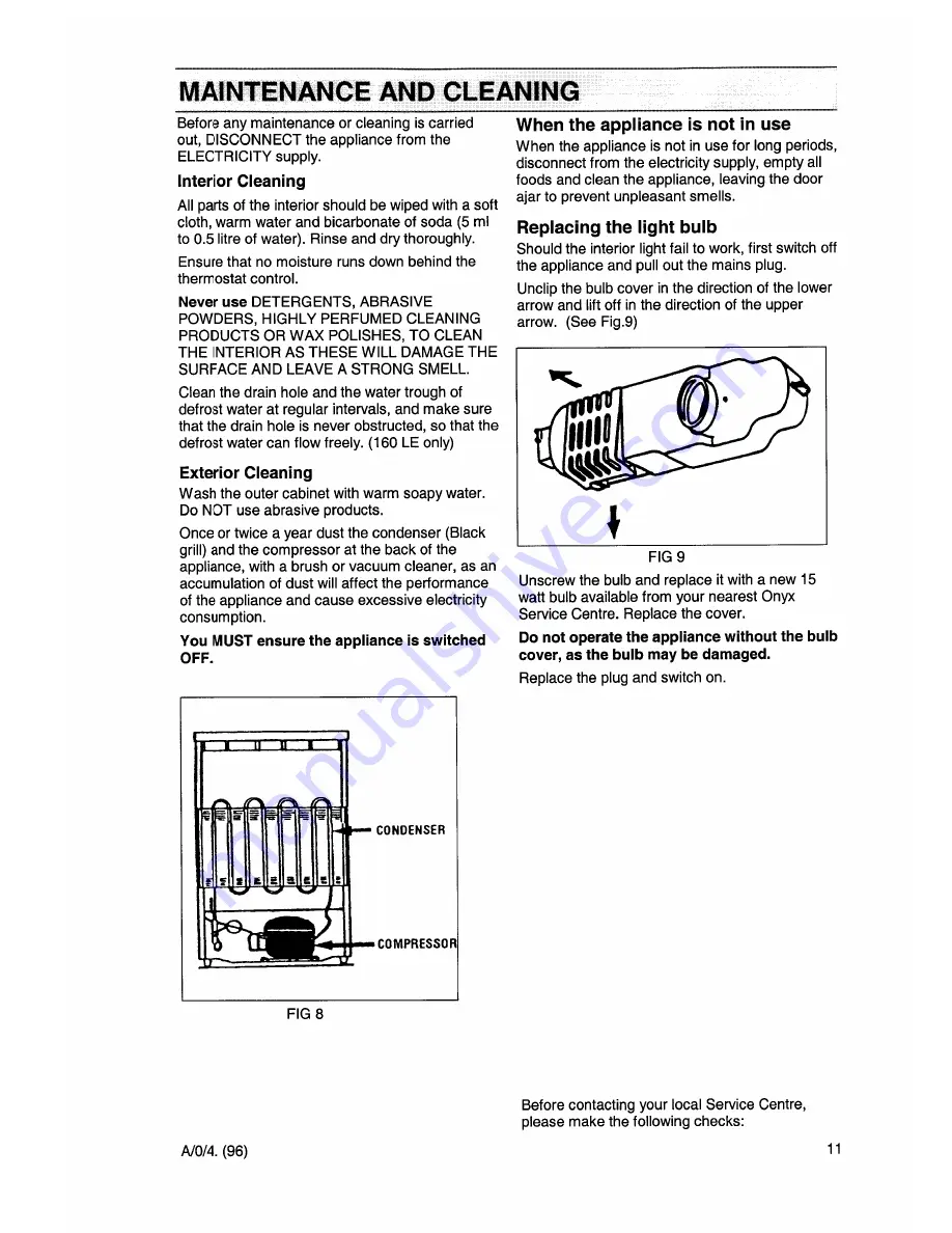 Onyx 160 LE Operating And Installation Instructions Download Page 11