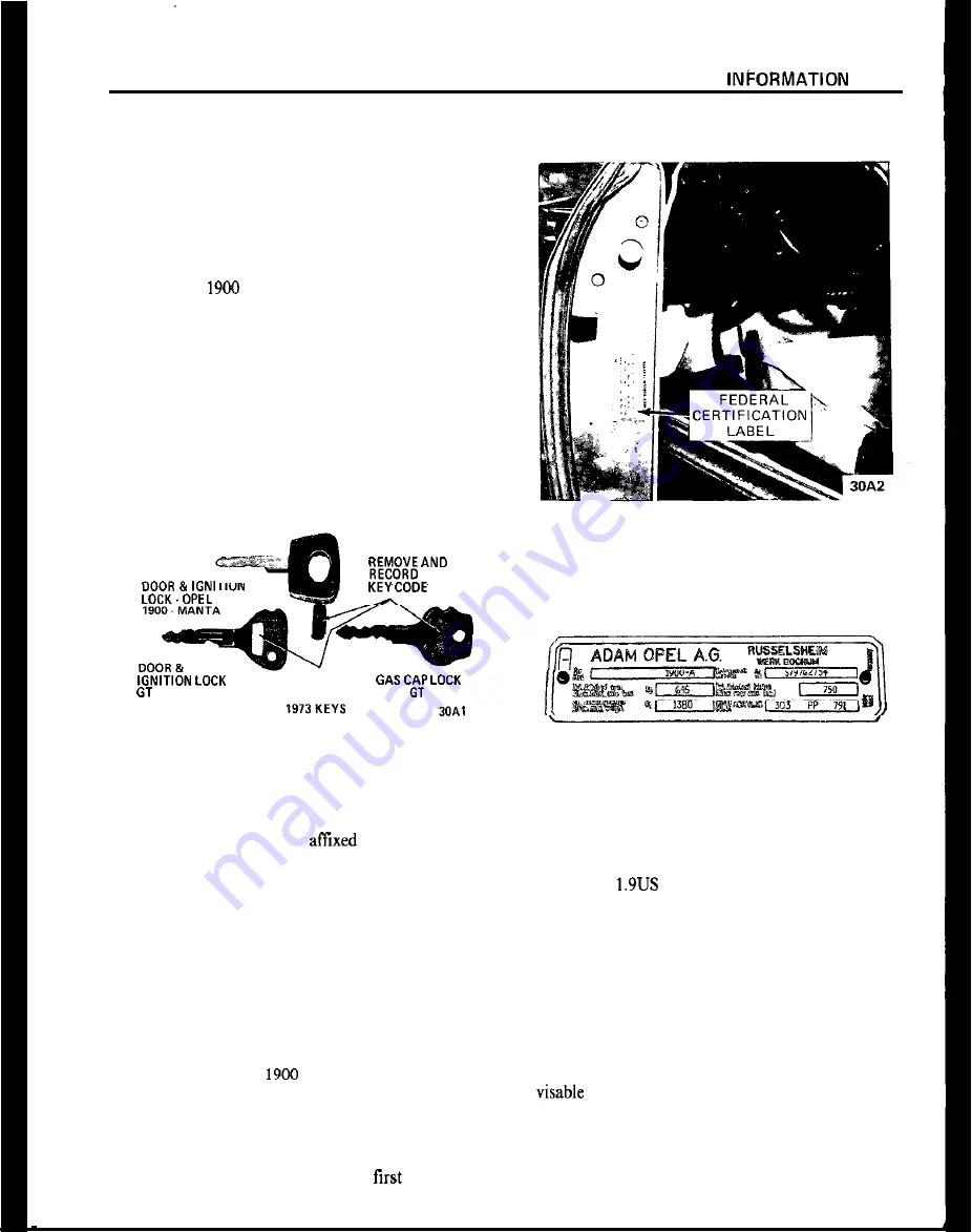 Opel 1900 1973 Service Manual Download Page 10