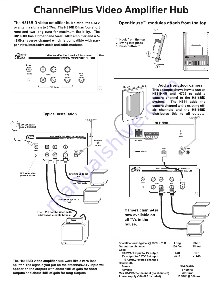 Open House ChannelPlus H816BID Install Manual Download Page 1