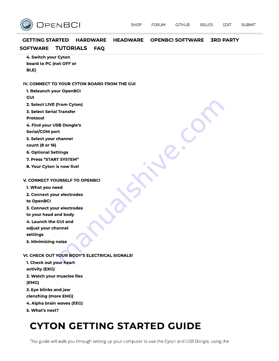 OpenBCI Cyton Getting Started Manual Download Page 2