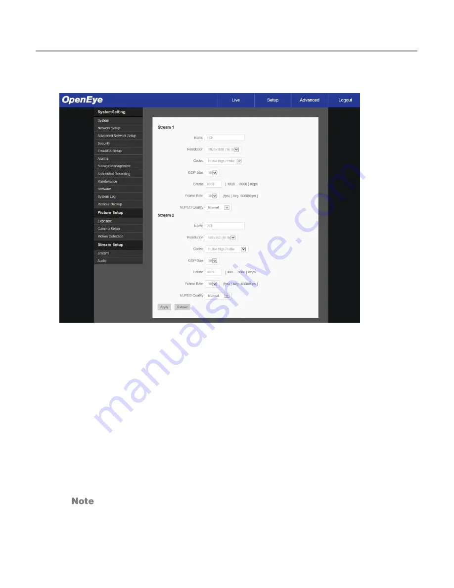 OpenEye OE-C7022-APW User Manual Download Page 42