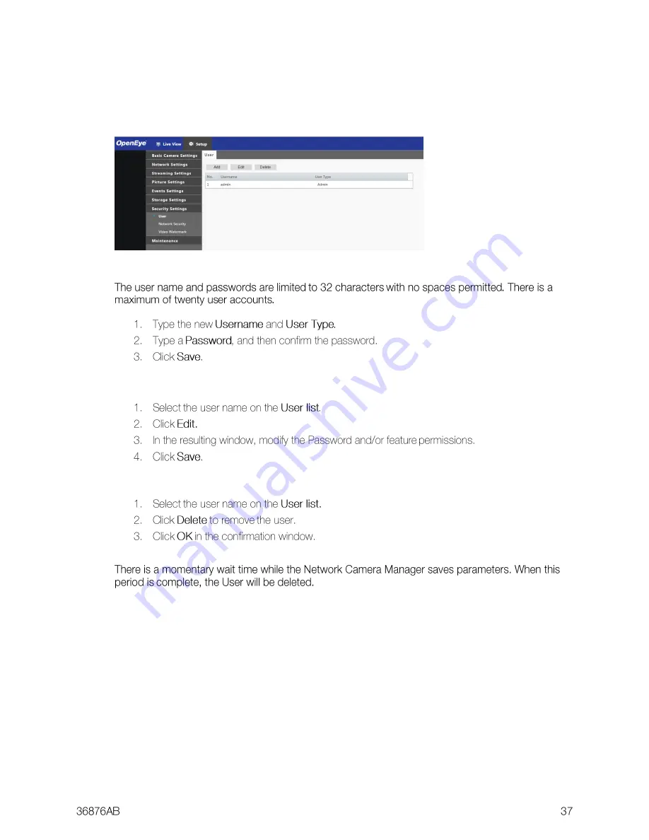 OpenEye OE-C7084-AWR User Manual Download Page 37