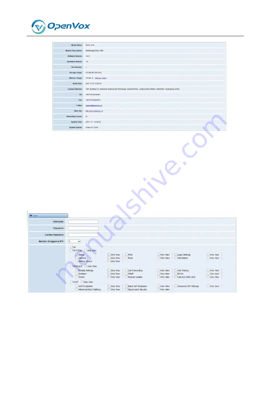 OpenVox VS-GWP1600 Series User Manual Download Page 22