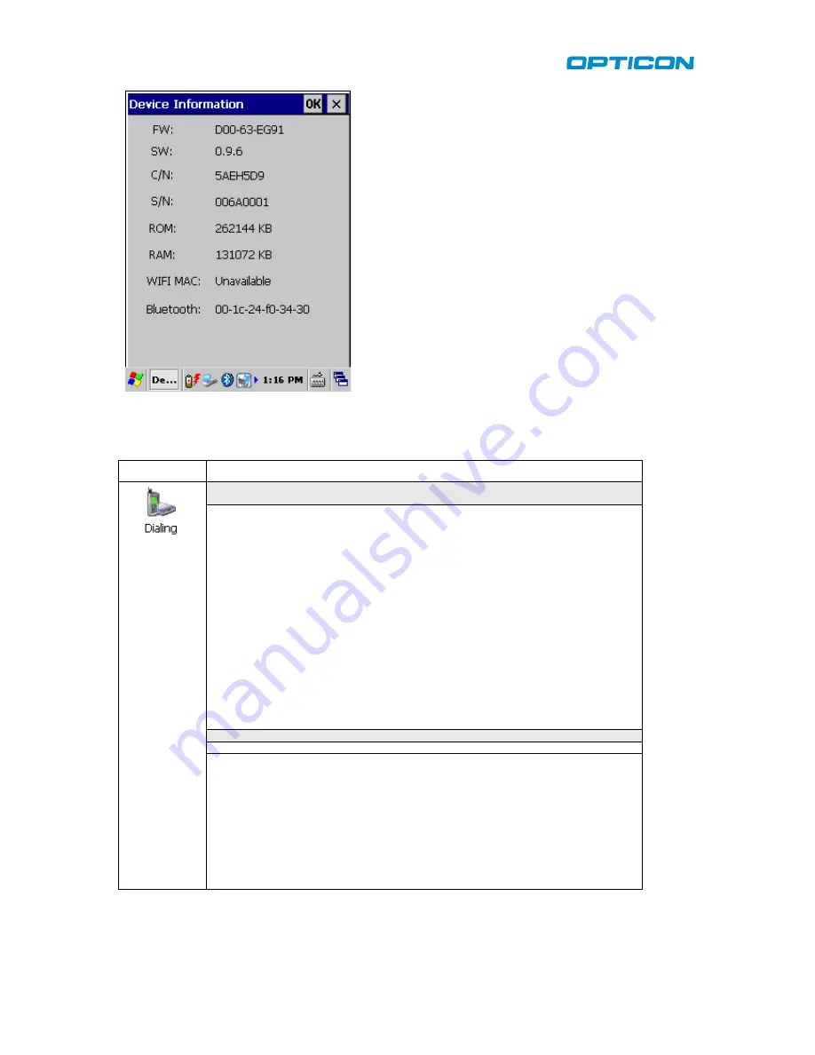 Opticon H25 User Manual Download Page 60