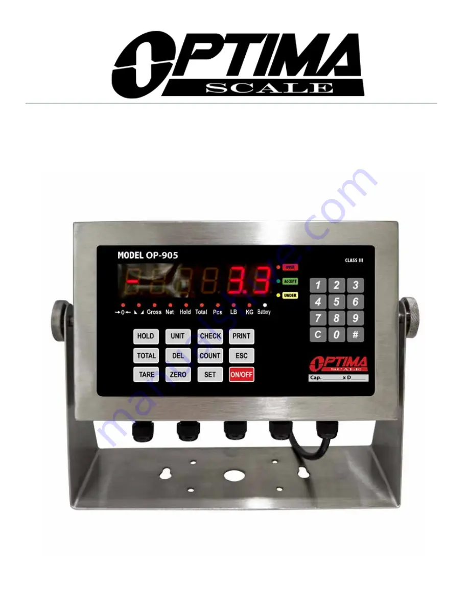 Optima Scale OP-905 User Manual Download Page 1