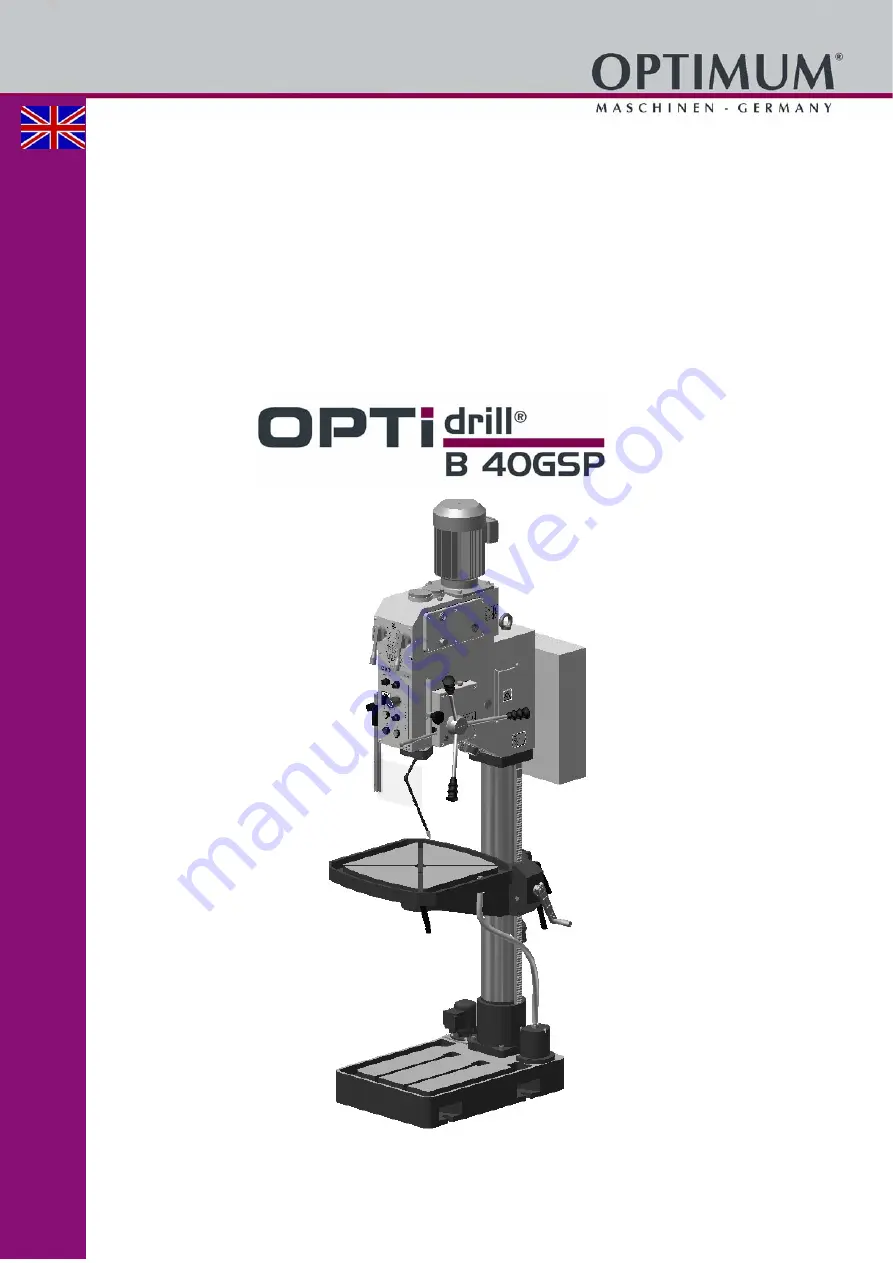 Optimum OPTIdrill B 40GSP Operating Manual Download Page 1