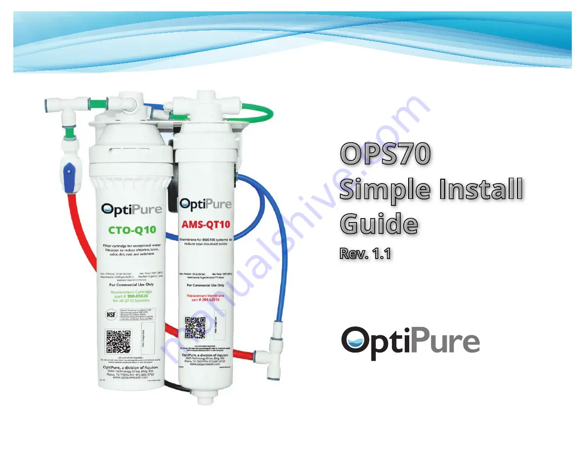 OptiPure AMS-QT10 Simple Install Manual Download Page 1