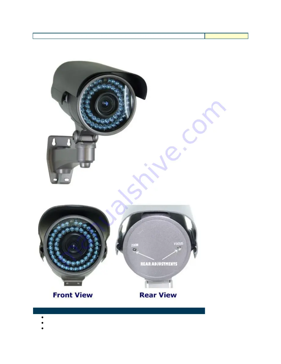 Optiview Color Outdoor Infrared Varifocal Bullet Camera MR420 Скачать руководство пользователя страница 1