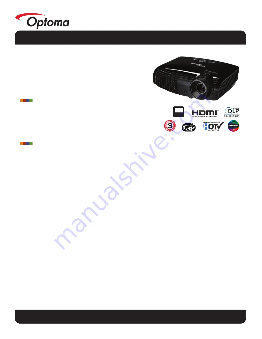 Optoma TX542 Datasheet Download Page 1