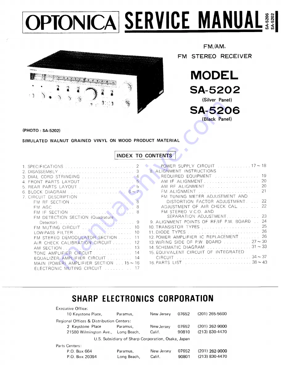 optonica SA-5202 Service Manual Download Page 1