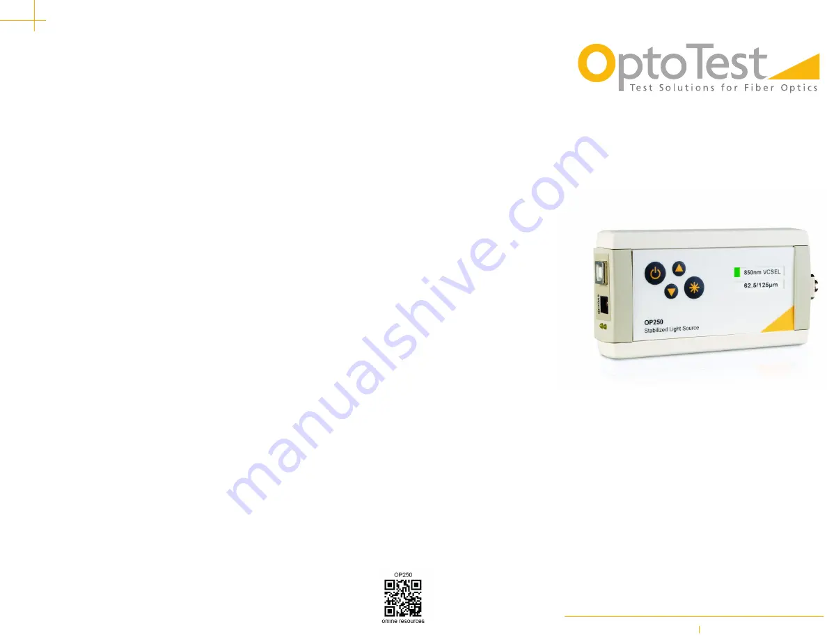 OptoTest OP250 Short Instructions Download Page 1