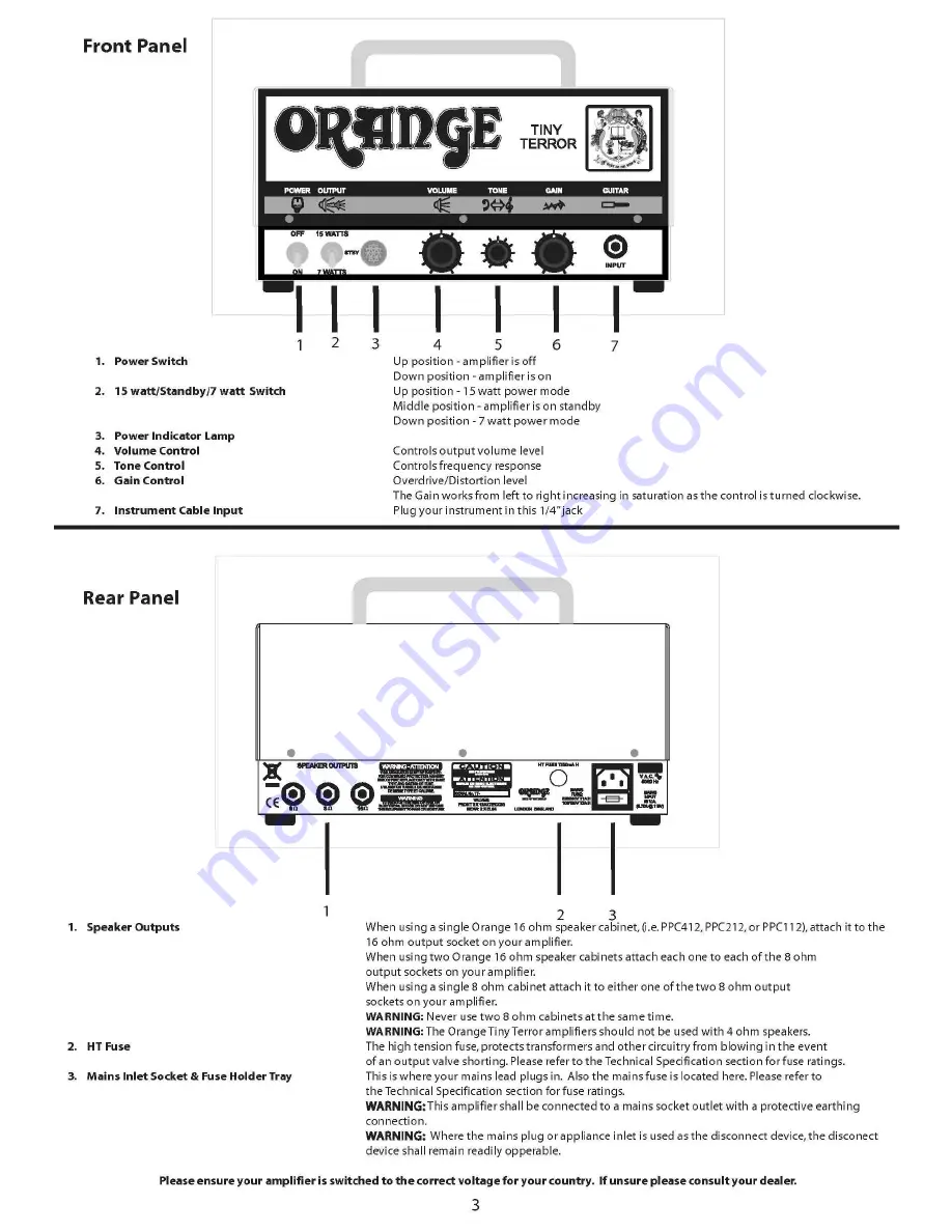 ORANGE Tiny Terror Owner'S Manual Download Page 4