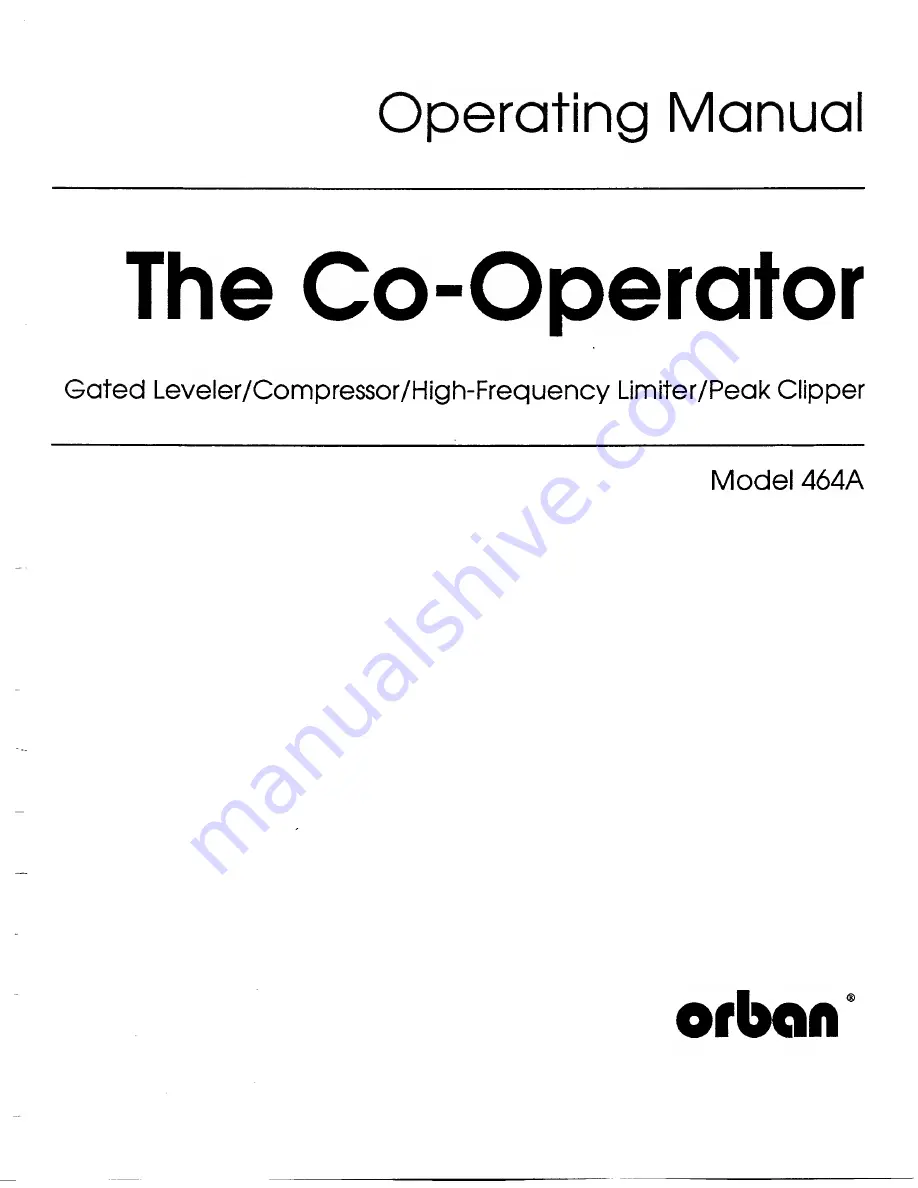 Orban 464A Operating Manual Download Page 3