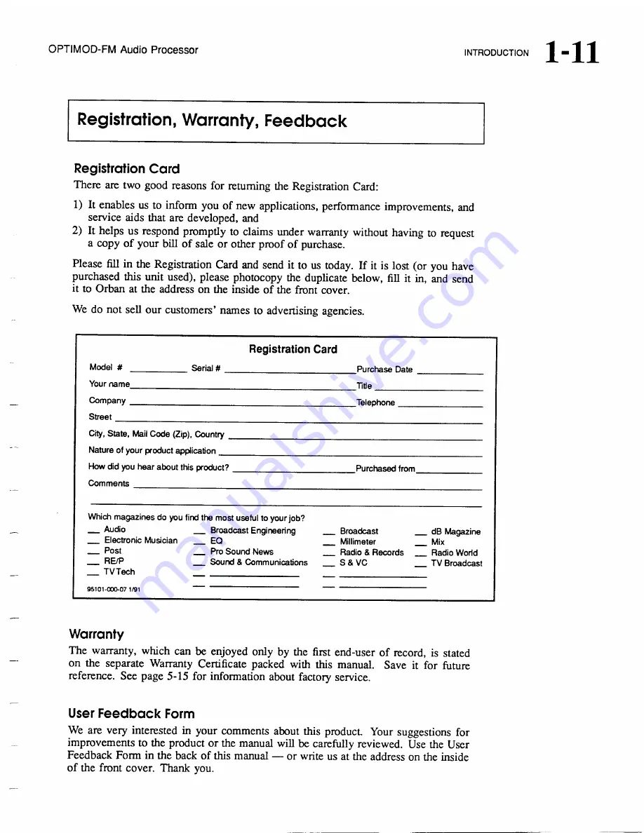 Orban Optimod-FM 8101B Operating Manual Download Page 18