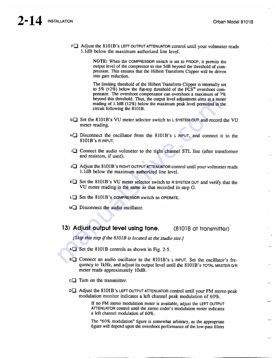 Orban Optimod-FM 8101B Operating Manual Download Page 33