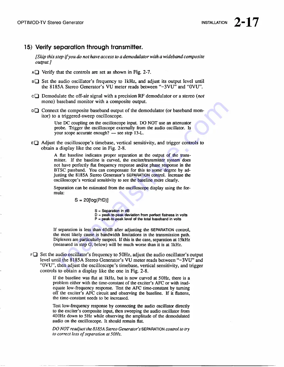 Orban Optimod-TV 8185A Operating Manual Download Page 40