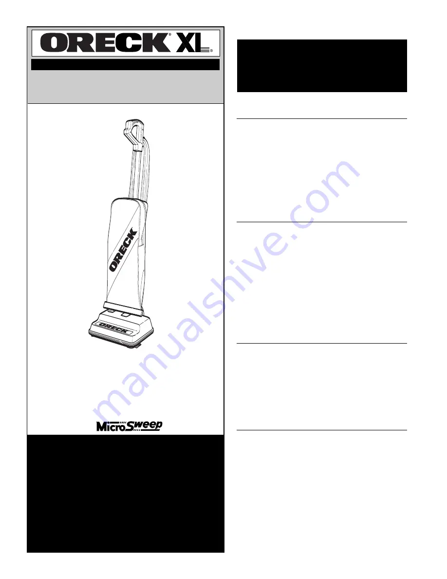 Oreck 2310RD User Manual Download Page 12