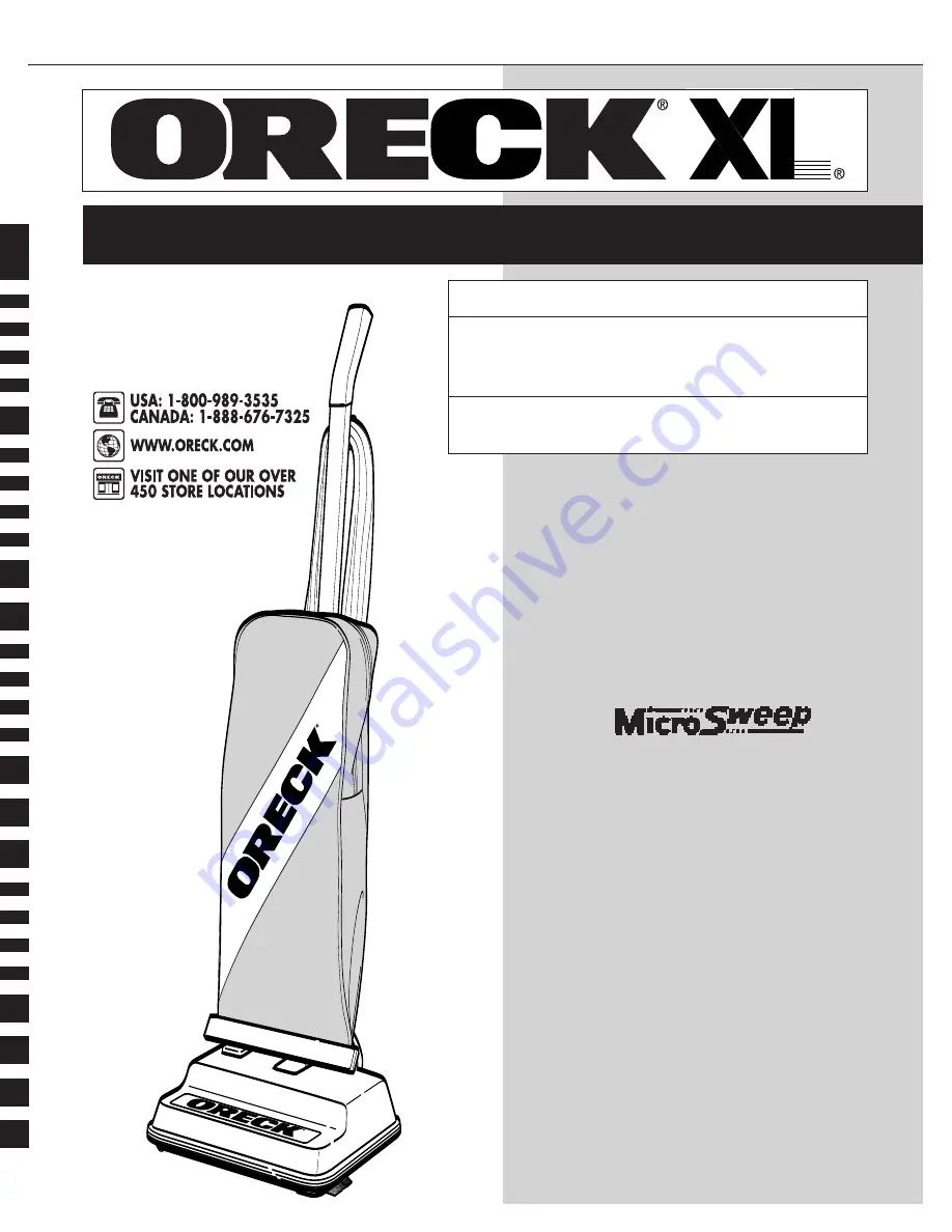 Oreck 2310RS Owner'S Manual Download Page 1