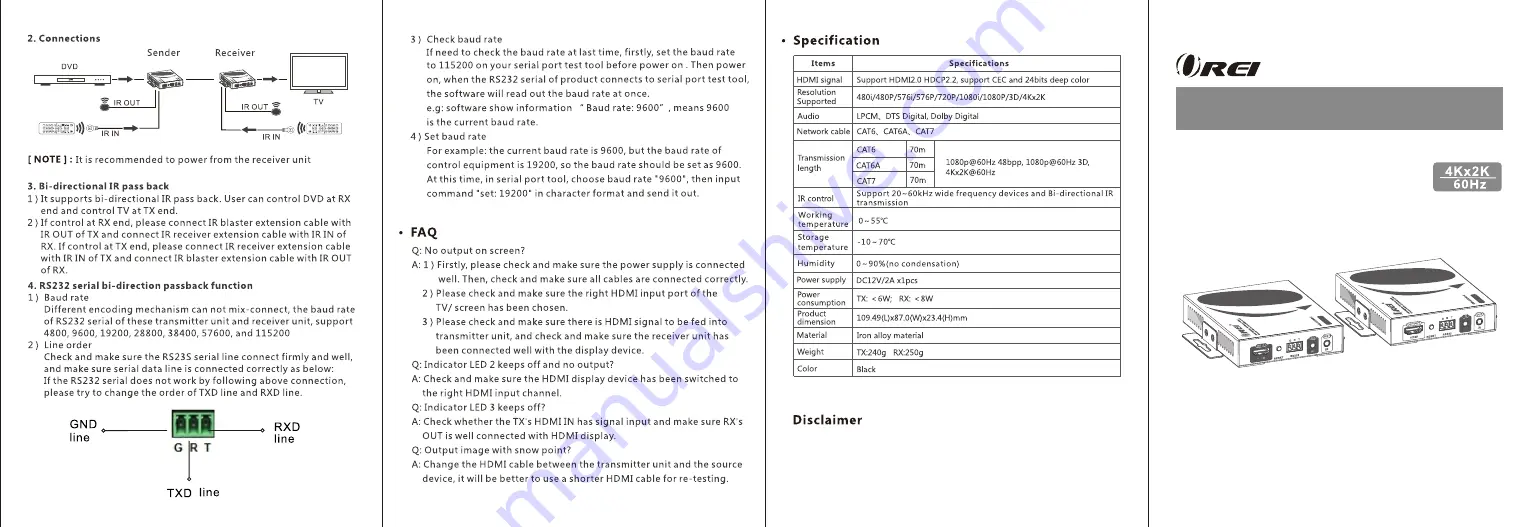 Orei UHD-EX330R-K User Manual Download Page 1