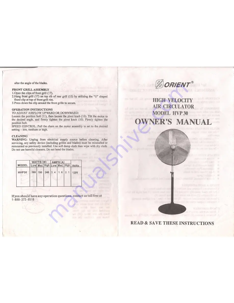 Orient HVP30 Owner'S Manual Download Page 1