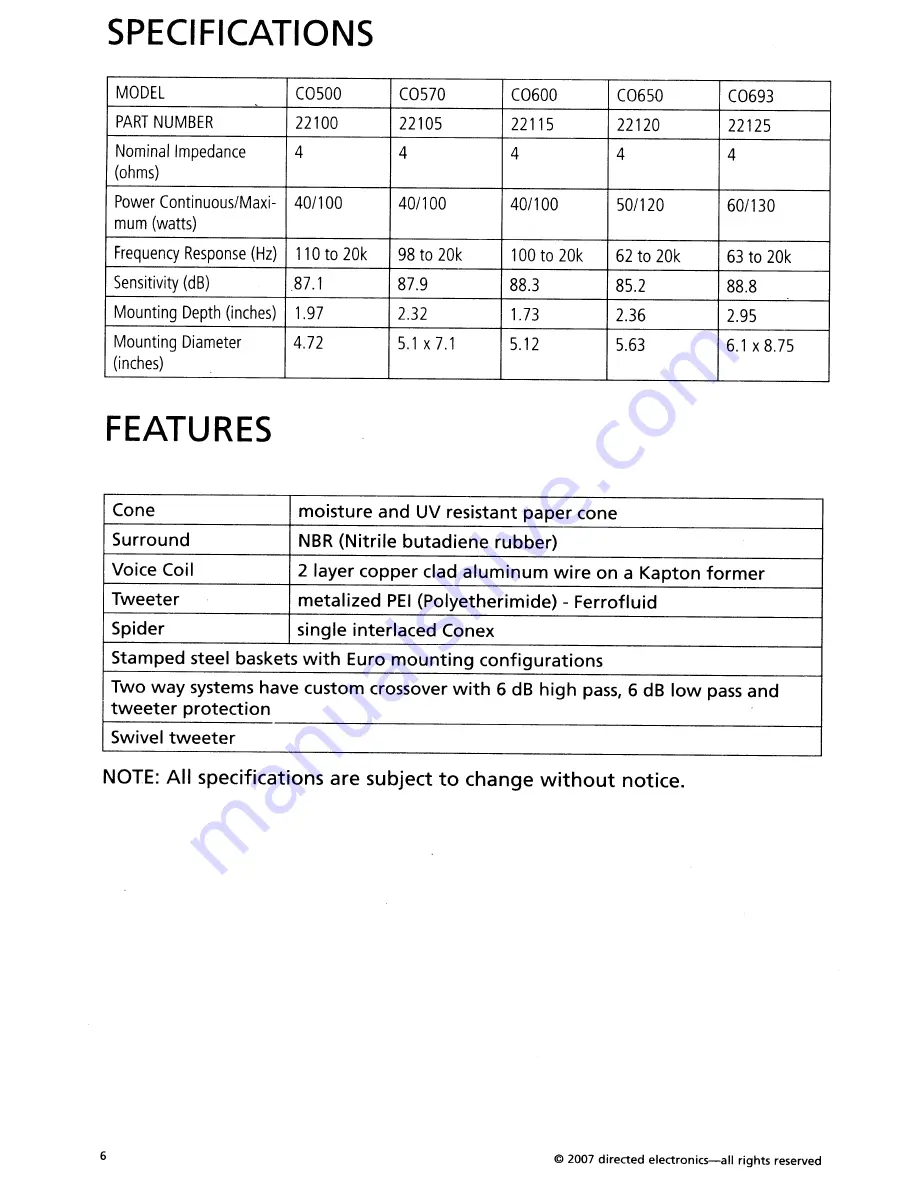 Orion Cobalt C0500 Owner'S Manual Download Page 7