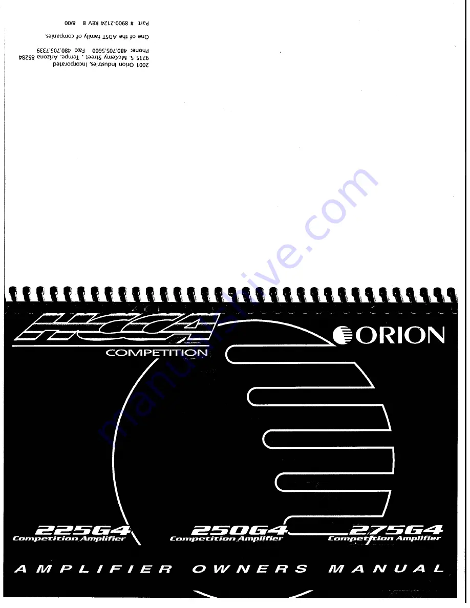 Orion HCCA 225G4 Owner'S Manual Download Page 1