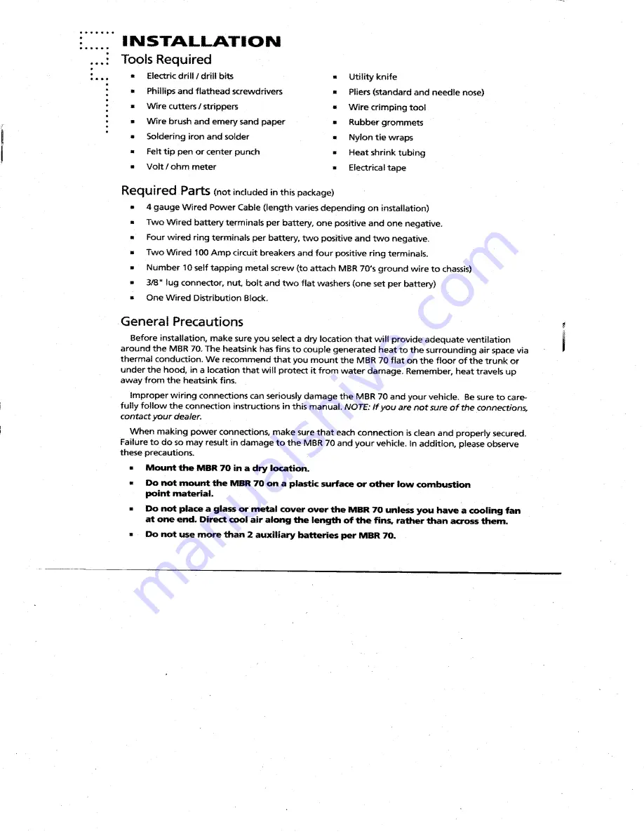 Orion Multiple Battery Regulator MBR70 Installation Manual Download Page 5