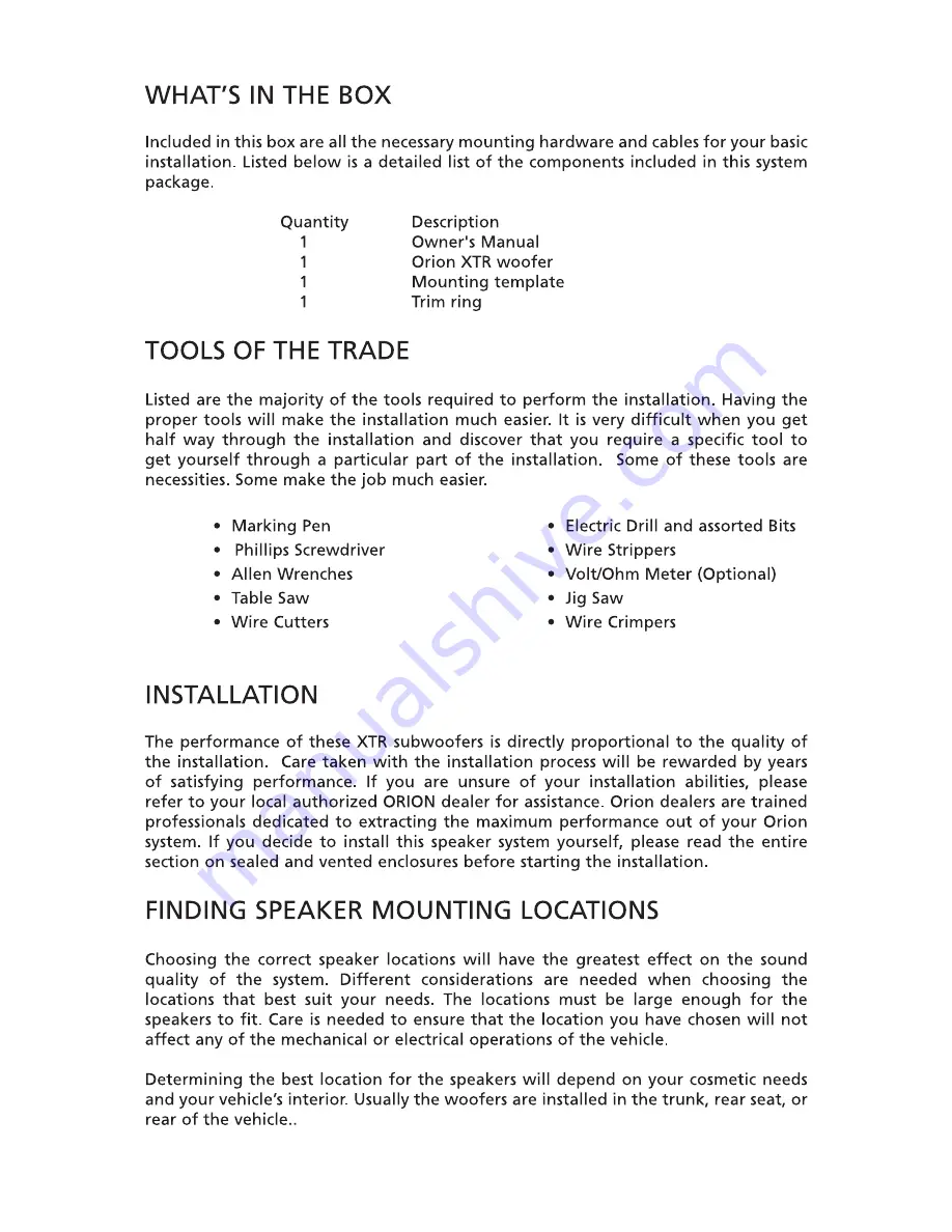 Orion XTR102D Owner'S Manual Download Page 2