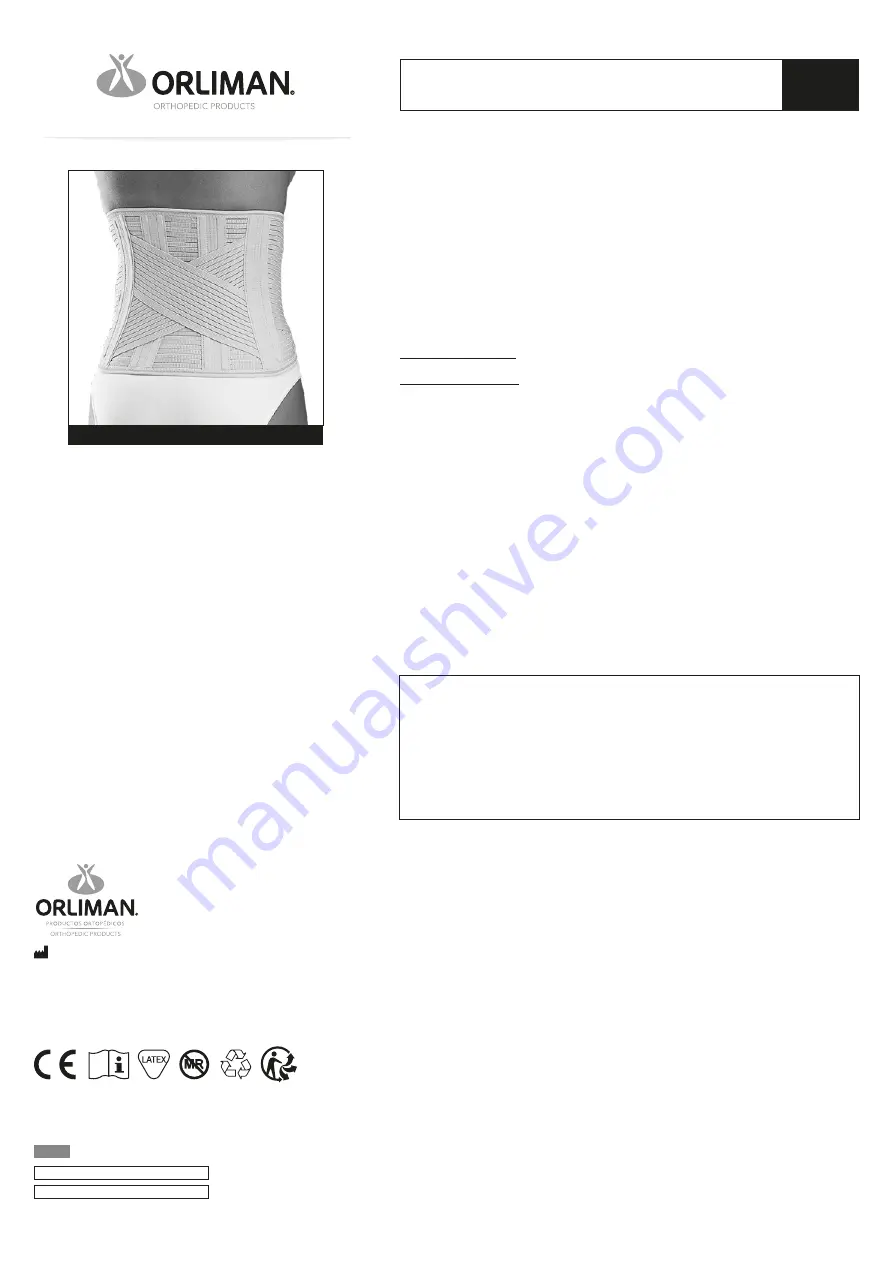 Orliman Lumbitron LT-283 Use And Maintenance Instructions Download Page 2