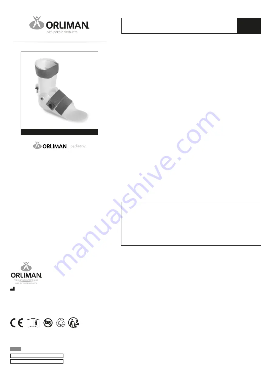 Orliman Pediatric OP1197 Use And Maintenance Instructions Download Page 11