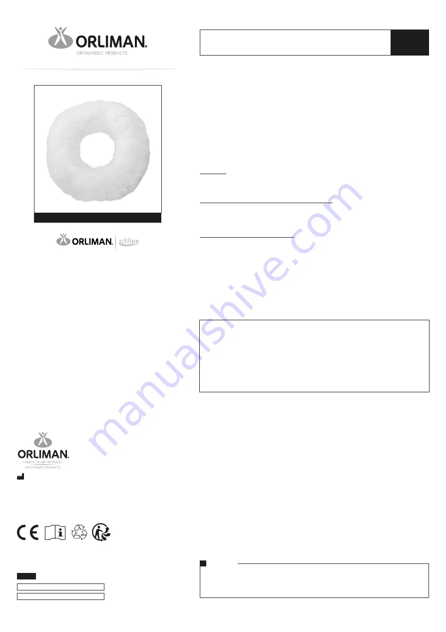 Orliman sitlive OSL1100 Use And Maintenance Instructions Download Page 2