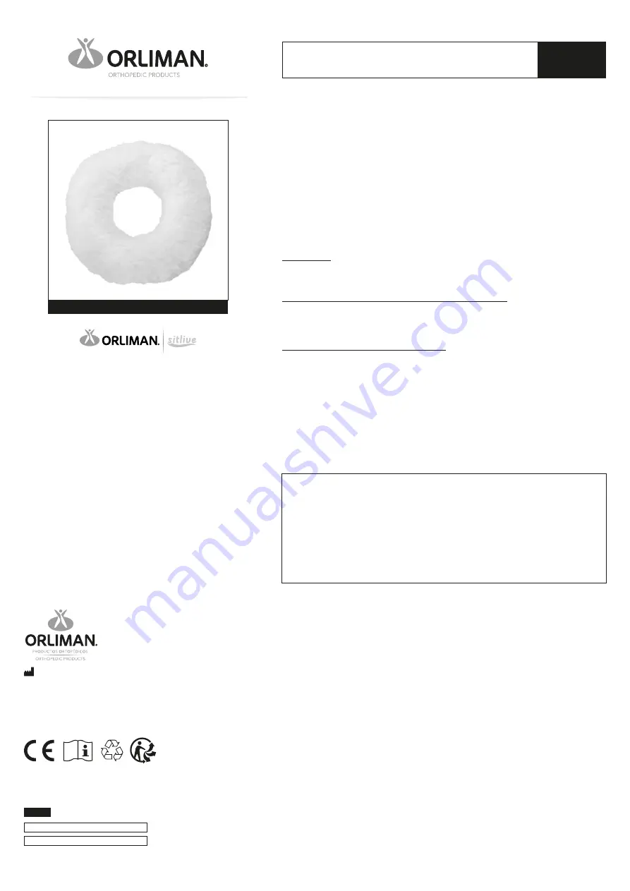 Orliman sitlive OSL1100 Use And Maintenance Instructions Download Page 8