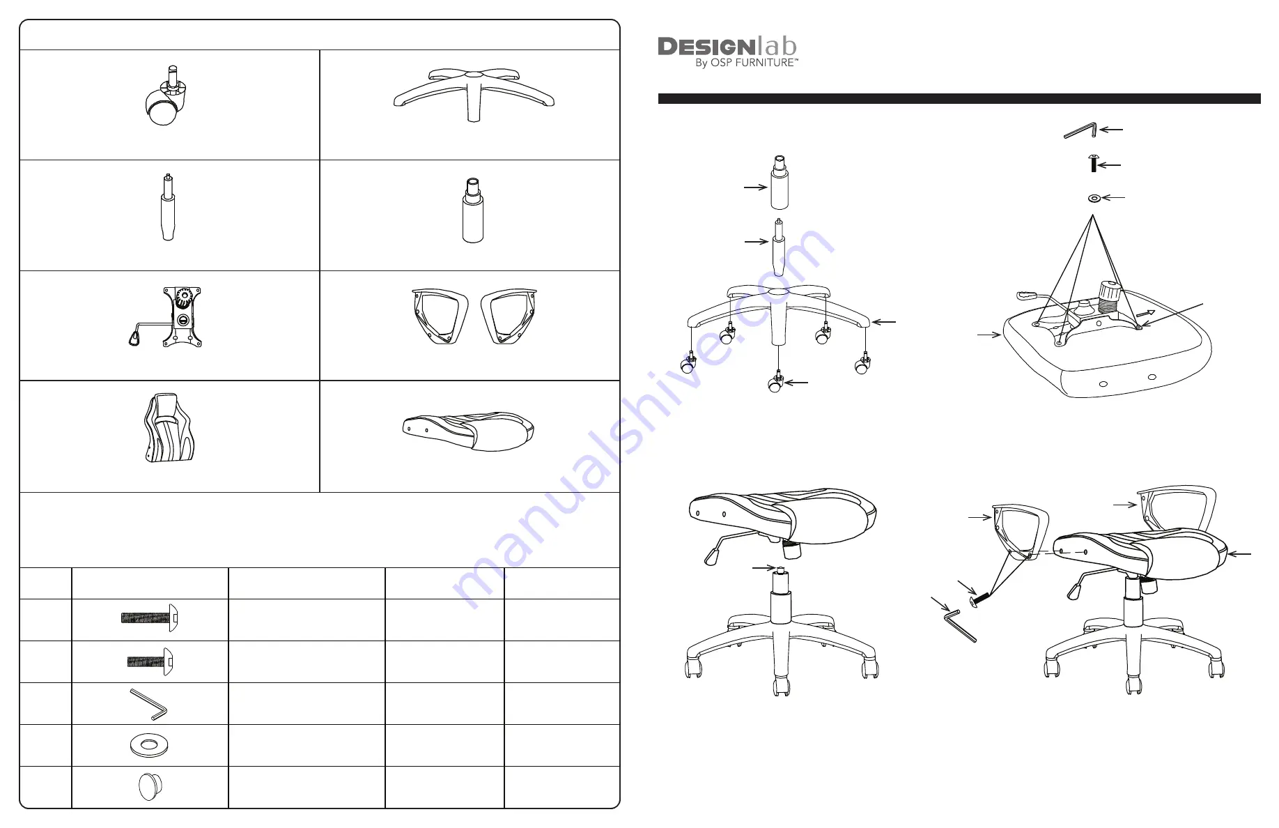 OSP furniture DESIGNlab INFLUX IFX25 Assembly Instructions Download Page 2