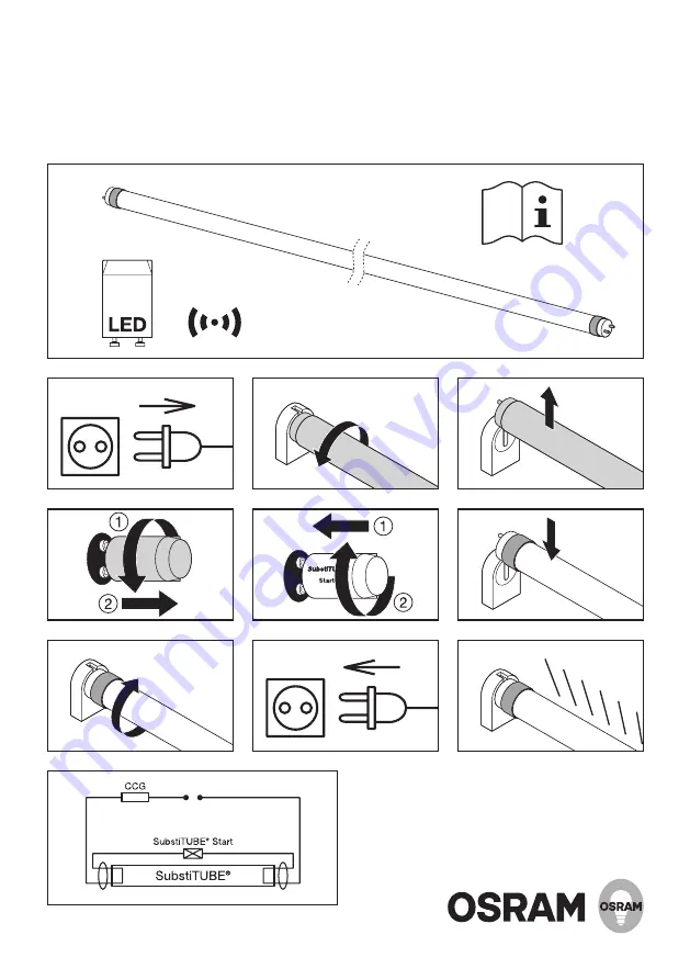 Osram SubstiTUBE ST8MS-0.6m-7.3W-840-EM Скачать руководство пользователя страница 1