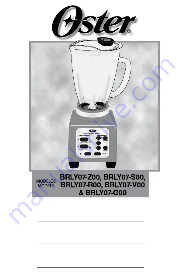 Oster BRLY07-G00 Instruction Manual Download Page 1