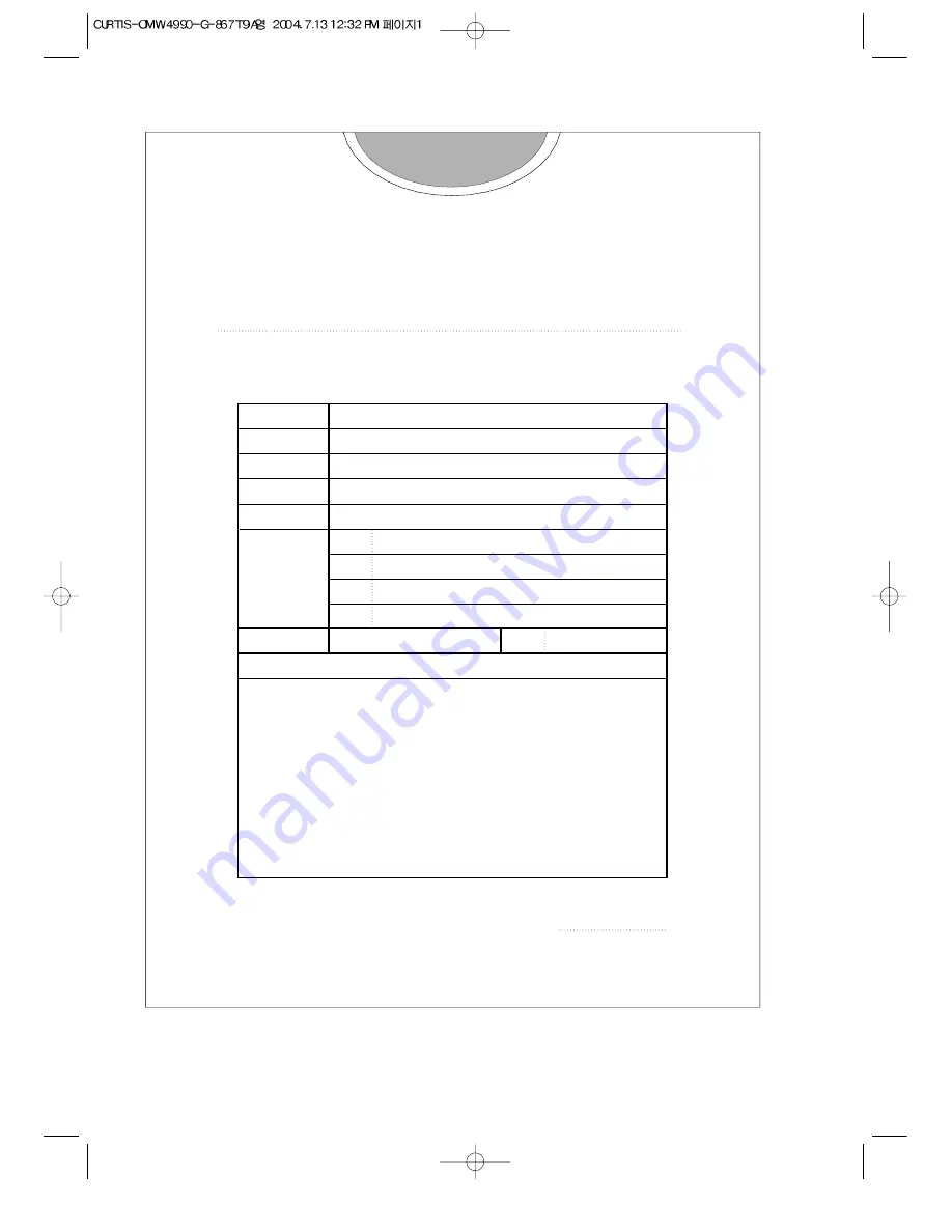 Oster OSTER OMW4990 Owner'S Manual Download Page 1